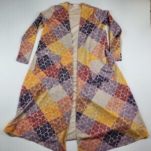 Lularoe Sarah Long Sleeve Sweater Open Front Cardigan Robe Pocket Jacquard Sz S
